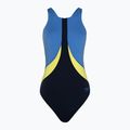 Speedo Colourblock Highneck Crossback swimsuit true navy/sevres blue/lemon drizzle