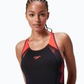 Speedo Placement Laneback one-piece swimsuit black/siren red/plum dandy 9