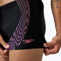 Men's Speedo Duo Logo Print Aquashort swim trunks black/coral sands/neon violet 5