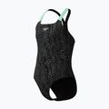 Children's one-piece swimsuit Speedo Allover Pwerbackback black/alfalfa green 3