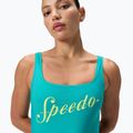 Women's one-piece swimsuit Speedo Logo Square Back turquoise gem 5