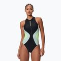 Women's one-piece swimsuit Speedo Ocean Flex Zip black/pale clover