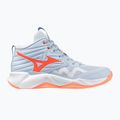 Women's volleyball shoes Mizuno Wave Momentum Pro Mid blue finch/lava orange/flamingo coral