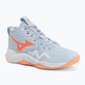 Women's volleyball shoes Mizuno Wave Momentum Pro Mid blue finch/lava orange/flamingo coral