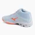 Women's volleyball shoes Mizuno Wave Lightning Pro Mid blue finch/lava orange/flamingo coral 3