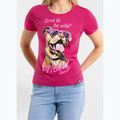 Pitbull Synglasses Dog raspberry gold women's t-shirt 4