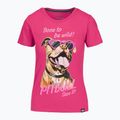 Pitbull Synglasses Dog raspberry gold women's t-shirt