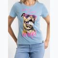 Women's T-shirt Pitbull Synglasses Dog light blue 4