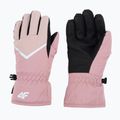Children's ski gloves 4F pink 4FJAW22AFGLF039