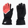 Children's ski gloves 4F black and red 4FJAW22AFGLF039