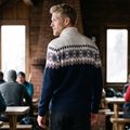 Men's sweater Woolcano SWT1091 Granatowy/Kremowy 12