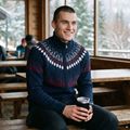 Men's sweater Woolcano SWT1093 Granatrowy/Kremowy 10