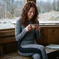 Women's thermal underwear set Woolcano SET1109 Granatowy 10