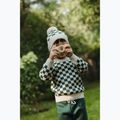 Children's winter cap KID STORY Merino green chessboard 5