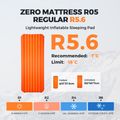 Flextail Zero R05 Regular orange inflatable mattress 8