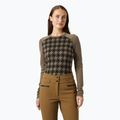 Women's thermal active sweatshirt Helly Hansen Lifa Merino Midweight Graphic Crew sepia houndstooth aop