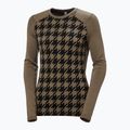 Women's thermal active sweatshirt Helly Hansen Lifa Merino Midweight Graphic Crew sepia houndstooth aop 5