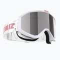 Children's ski goggles Bliz Liner Jr white pink logo/pink&silver mirror