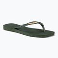 Women's Havaianas Square Logo Metallic green olive flip flops