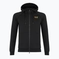 Men's sweatshirt Emporio Armani EA7 Train Logo Series Extended Logo Hoodie Fz black / gold