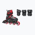 Children's roller skates with protectors Rollerblade Fury Combo Jr black/red