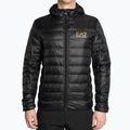 Men's EA7 Emporio Armani Train Core ID Down Light Hoodie black/gold logo jacket