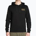 Men's EA7 Emporio Armani Train Logo Series Hoodie Extended Logo Coft black/gold logo sweatshirt
