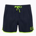Men's EA7 Emporio Armani Water Sports Core Piping blu navy/fluo lime swim shorts
