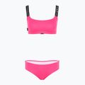 Women's two-piece swimsuit EA7 Emporio Armani Logo Tape Bikini Top neon pink