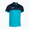 Men's tennis polo shirt Joma Montreal fluorescent turquoise/navy blue 3