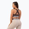 NEBBIA Medium Impact Cross brown fitness bra 2