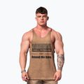 Men's training tank top NEBBIA Washed-Off Stringer Max Out light brown