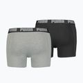PUMA Basic men's boxer shorts 2 pairs dark grey melange/black 2