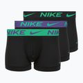 Men's boxer shorts Nike Dri-Fit Essential Micro Trunk 3 pairs black green shock/wild violet/black text wb
