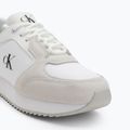 Calvin Klein Women's Shoes YW0YW01644 Runner Laceup Sock Mg Nylon Mix Bright White/Black 7