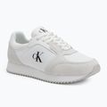 Calvin Klein men's shoes YM0YM01326 Retro Runner Sock Lace Up Ny-Su Bright White/Black