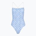 Tommy Hilfiger women's one-piece swimsuit Straight Neck Print floral stripe blue spell