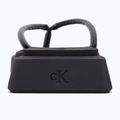 Women's Calvin Klein YW0YW01716 Sq Low Wedge Sandal Stitch triple black flip flops 6