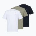 Men's T-shirt Tommy Hilfiger Cotton Short 3 pack navy blue/utility sage/white