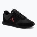 Men's shoes Calvin Klein HM0HM02212 Retro Runner Bans Leather Suede triple black/adrenaline rush