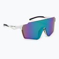 Red Bull SPECT Stun shiny white/smoke with purple-green mirror sunglasses