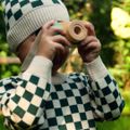 Children's winter cap KID STORY Merino green chessboard 8
