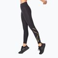 Women's training leggings 2XU Force Mid-Rise Compression black and gold WA5367B 3