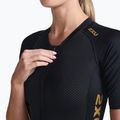 Women's triathlon suit 2XU Light Speed Sleeved black/gold 3
