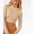 Women's one-piece swimsuit Rip Curl Premium Surf LS Surf light brown 11