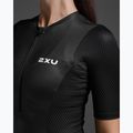 Women's triathlon suit 2XU Aero Hex Sleeved black/white 3