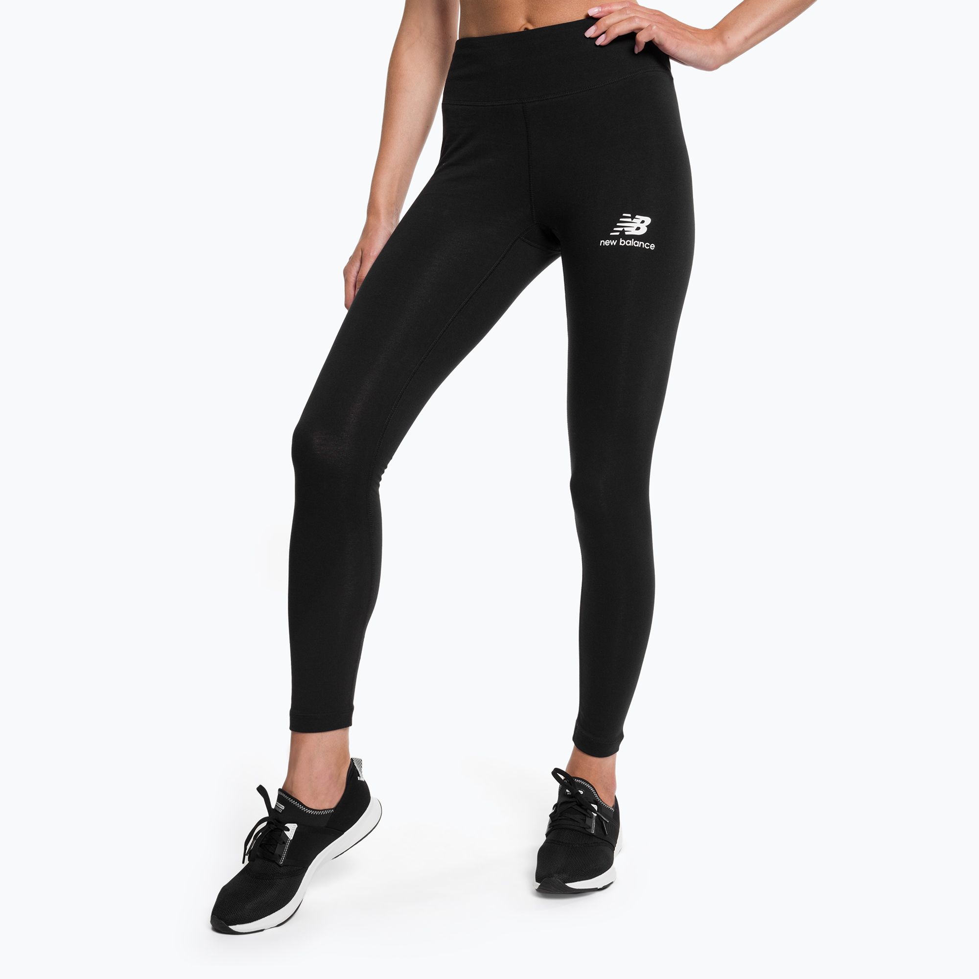 Women\'s training New Balance Tight Essentials WP31509BK Stacked leggings Cotton Logo black