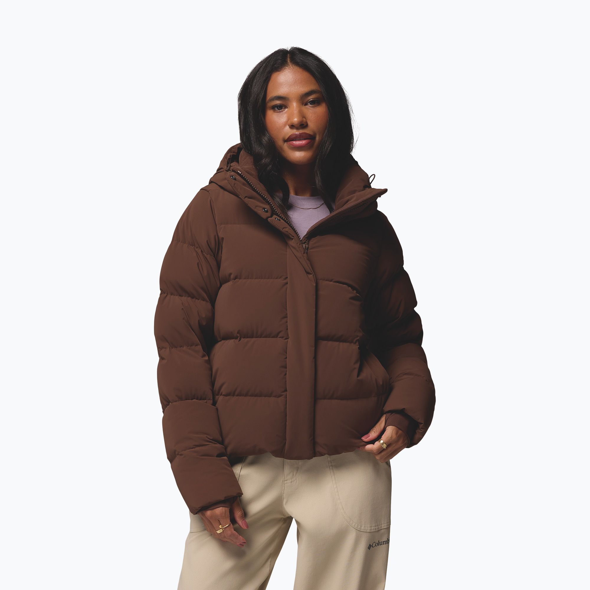 Women's down jacket Columbia Amaze Puff Hooded tobacco (2133714256)