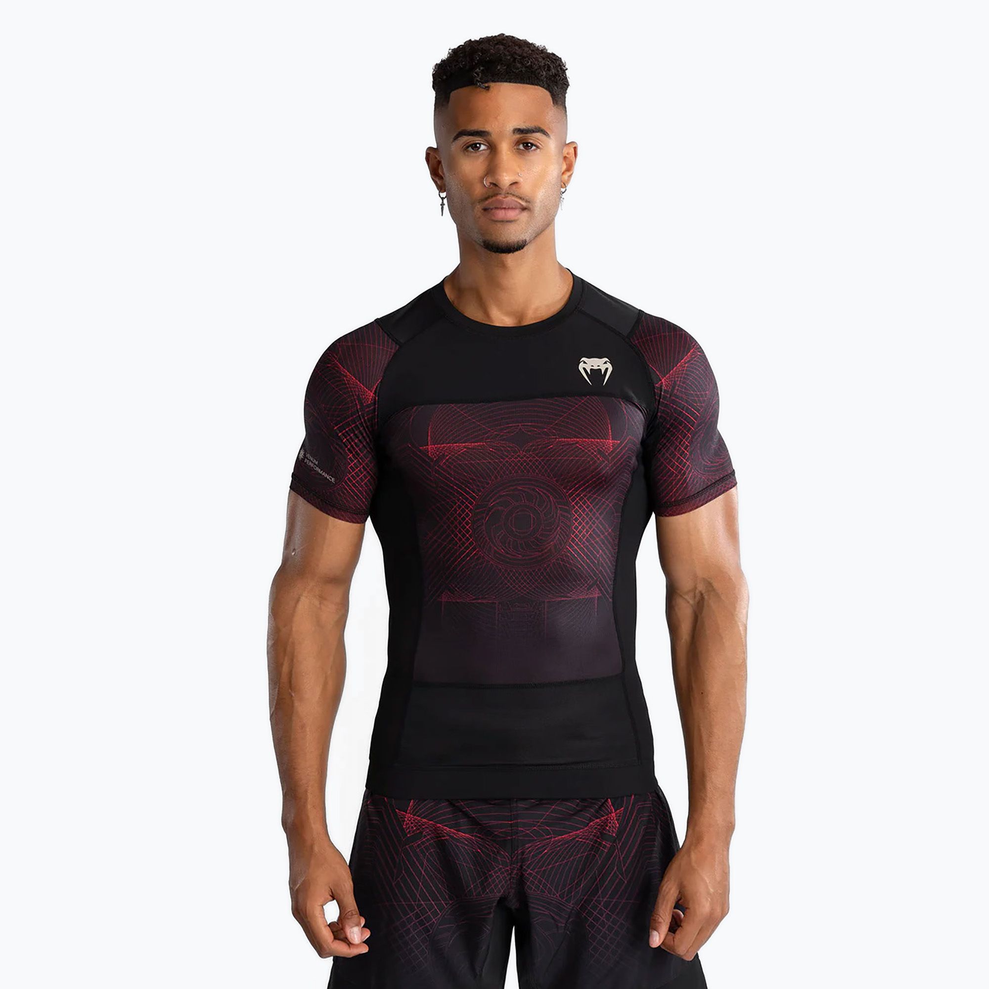 Venum G-Fit Air Men's Short Sleeve Rashguard deep black/fire red (M)
