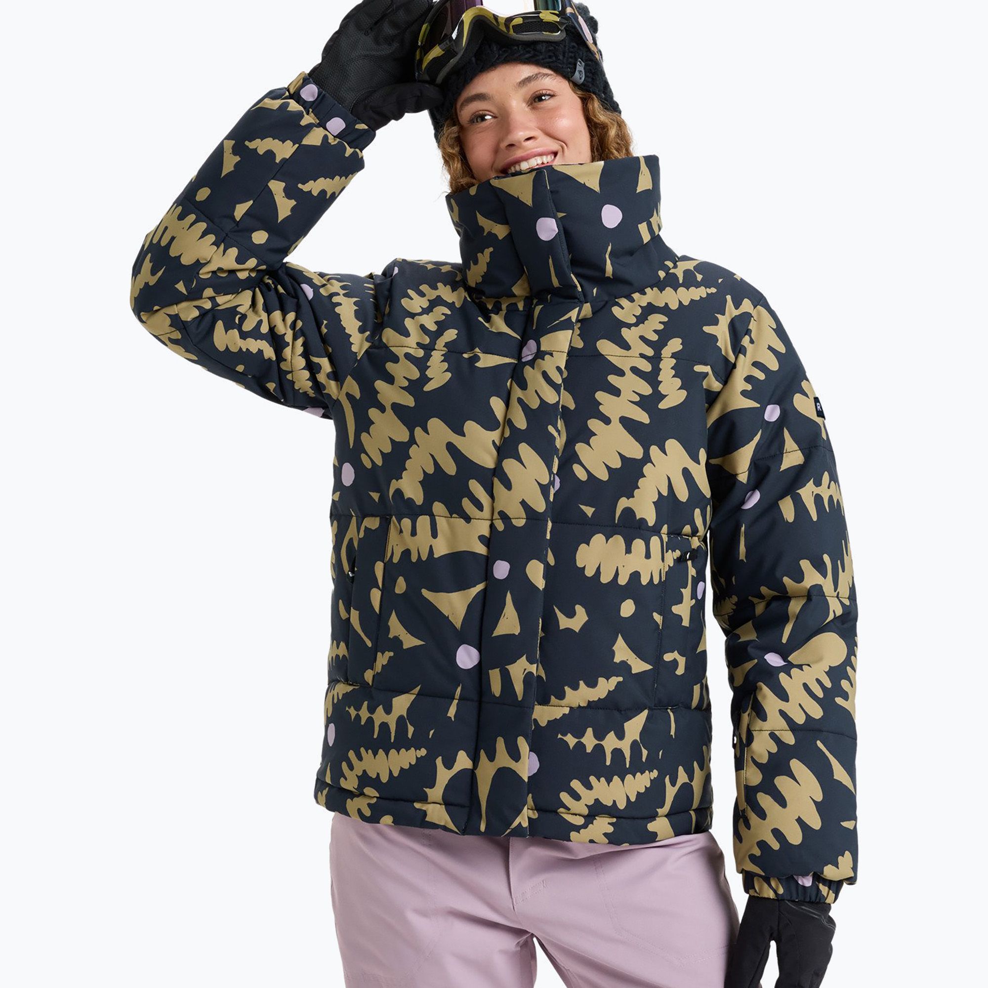 roxy flower snowboard Jet Ski Jacket True Black Blurry XS Buckle up and get ready to hit the slopes with the Roxy Jet Ski Insulated Snowboard Jacket Roxy Womens Winter 2021 Floral